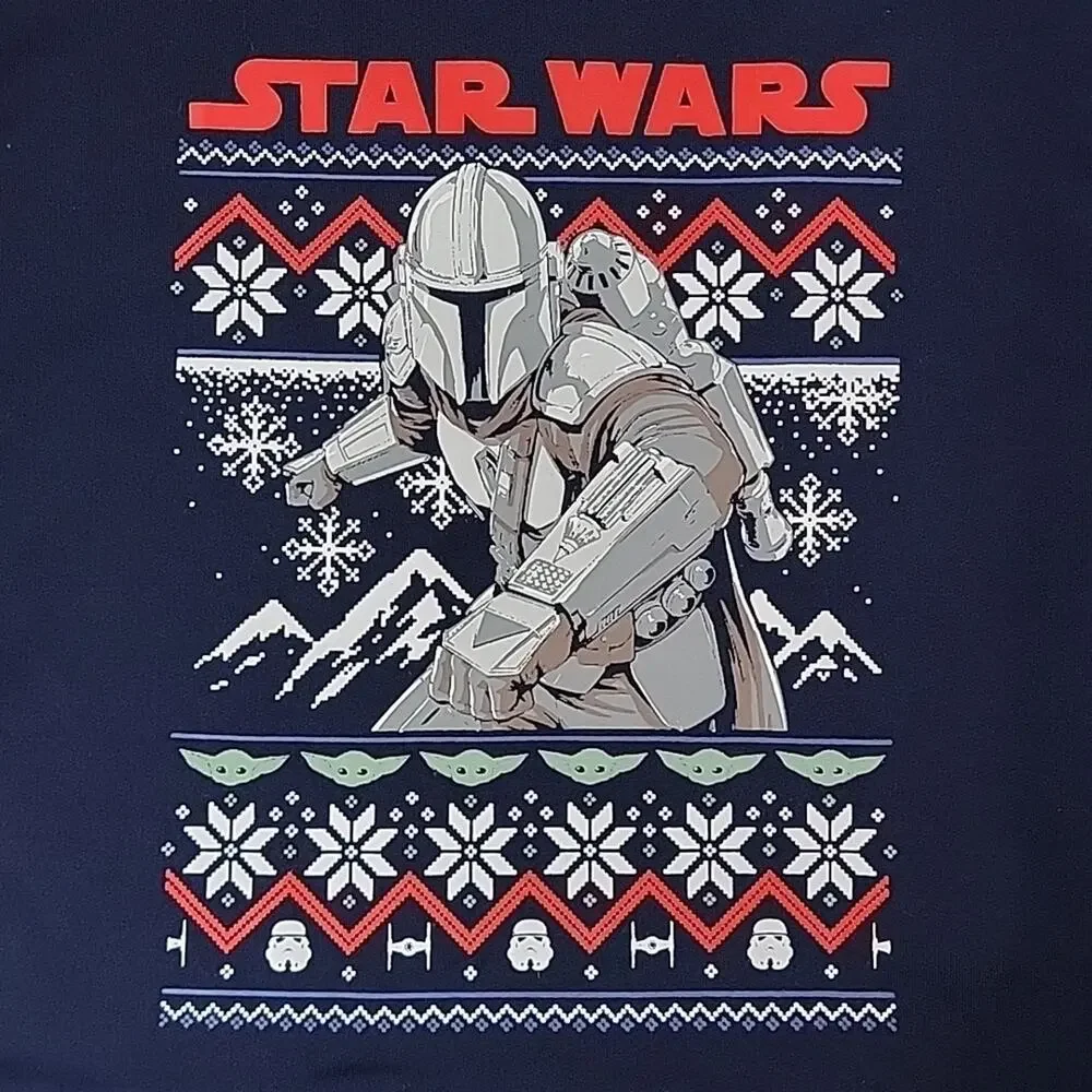 Gap x Star‎ Wars Kid's The Mandolorian Christmas Holiday Pajama Navy Blue Set 4